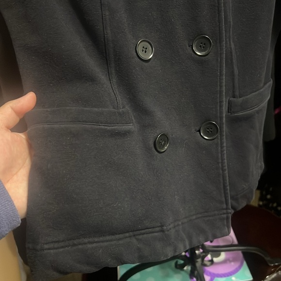 !SOLD! JACOB Black Cotton Jacket Button Down Shawl Sweater Soft Stretchy - Picture 5 of 7